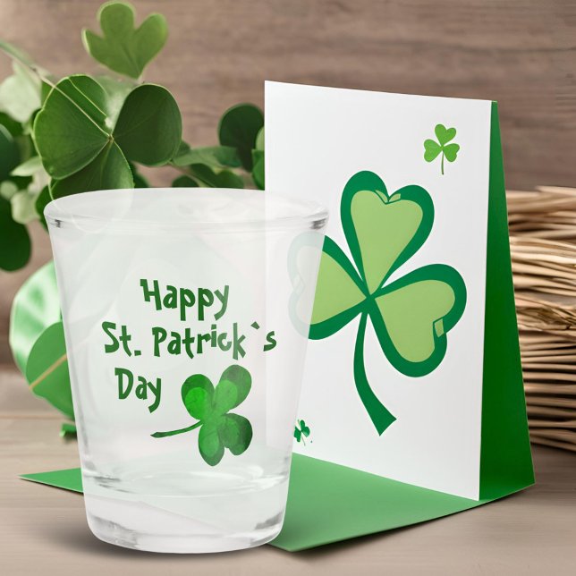 Green Shamrock Irish Happy St. Patrick`s Day  Shot Glass (Creator Uploaded)