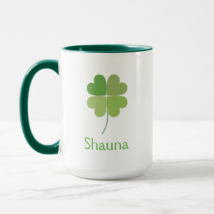 Green Shamrock Irish Personalised Drinking Mug