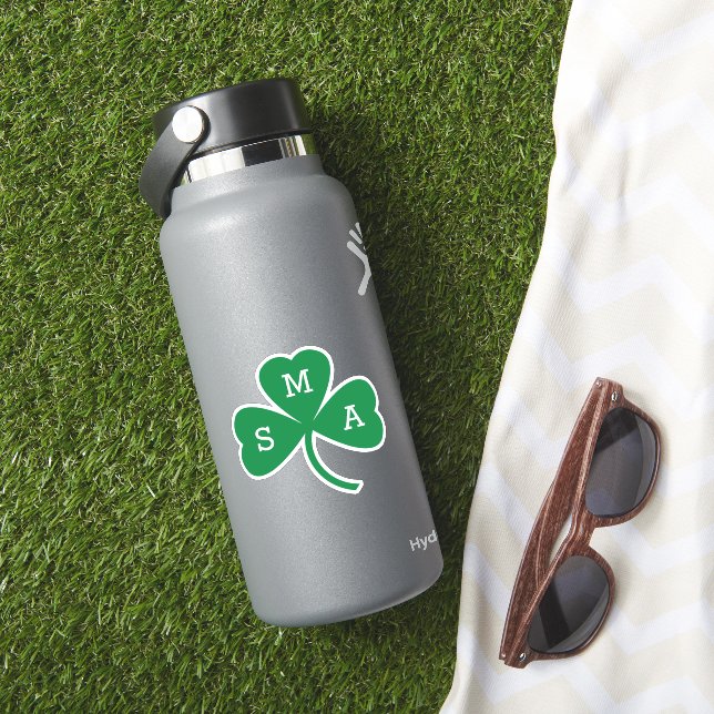 Green Shamrock Leaf with Custom Monogram (HydroFlask Insitu)