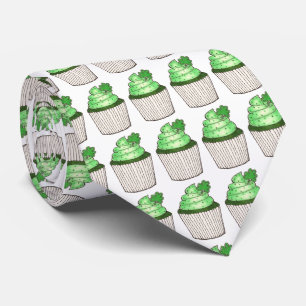 Green Shamrock Lucky Cupcakes St. Patrick's Day Tie