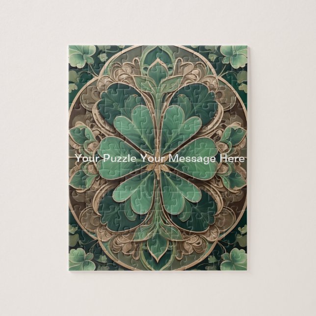 Green Shamrock Mandala Jigsaw Puzzle (Vertical)