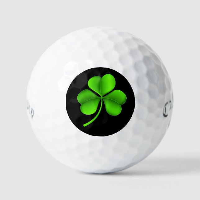 Green Shamrock On Black css gbcnt Golf Balls (Front)