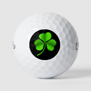 Green Shamrock On Black cwb gbcnt Golf Balls