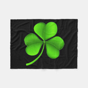 Green Shamrock on black fbcnt Fleece Blanket
