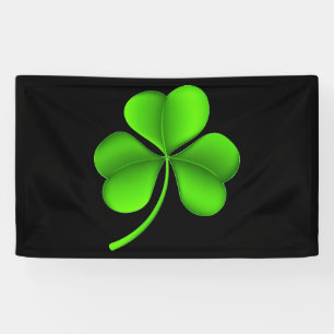 Green Shamrock On Black (h) bnrcnt Banner
