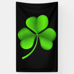 Green Shamrock On Black (v) bnrt Banner