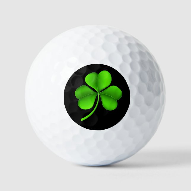 Green Shamrock On Black va gbcnt Golf Balls (Front)