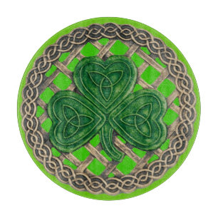 Green Shamrock On Celtic Knots Cutting Board
