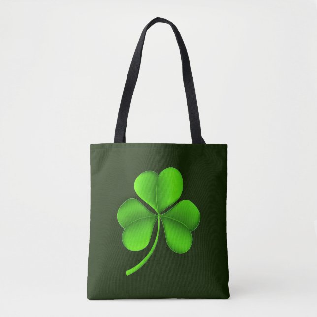 Green Shamrock on Dark Green stt Tote Bag (Front)
