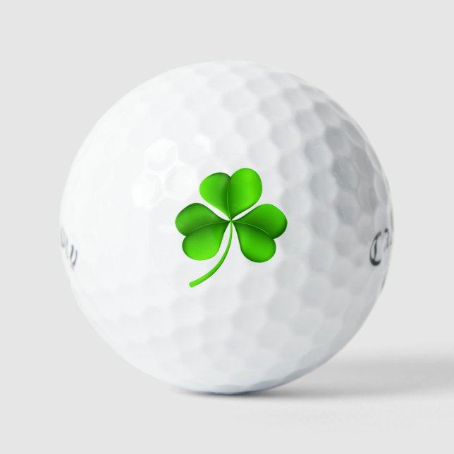 Green Shamrock On White css gbcnt Golf Balls (Front)