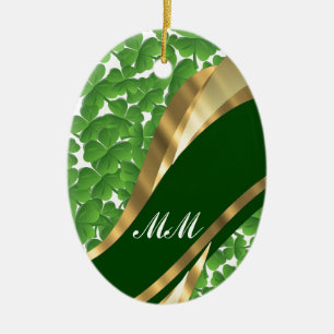Green shamrock pattern ceramic tree decoration