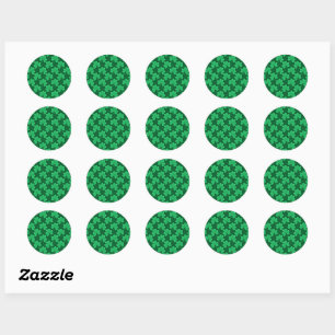 Green Shamrock Pattern Classic Round Sticker