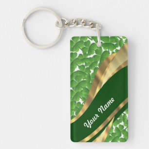 Green shamrock pattern key ring