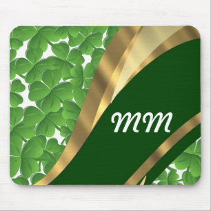 Green shamrock pattern mouse pad