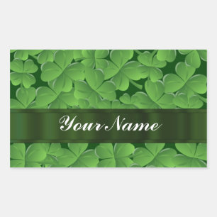 Green shamrock pattern rectangular sticker