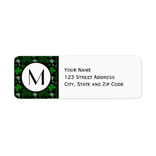 Green Shamrock Pattern Return Address Label