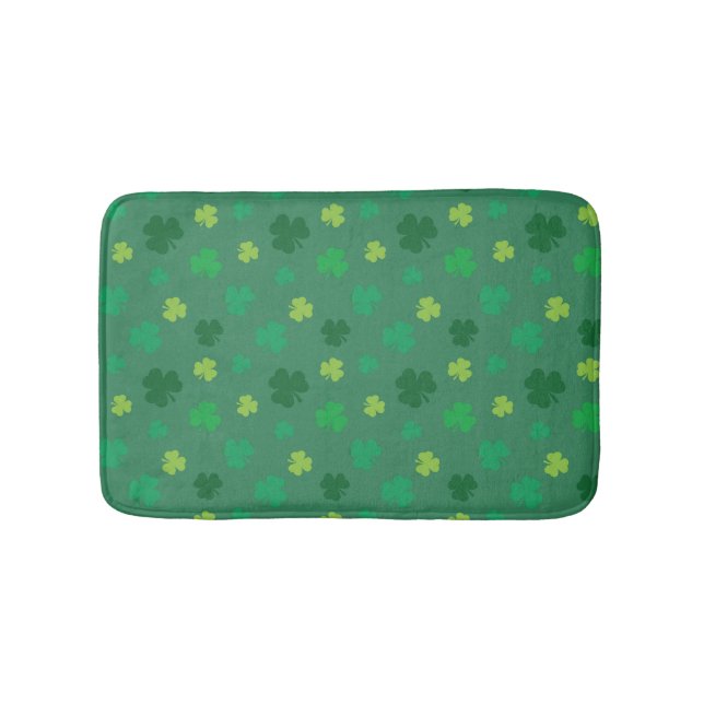 Green Shamrock Pattern St Patricks Day Bath Mat (Front)