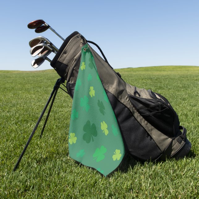 Green Shamrock Pattern St Patricks Day Golf Towel (Green)