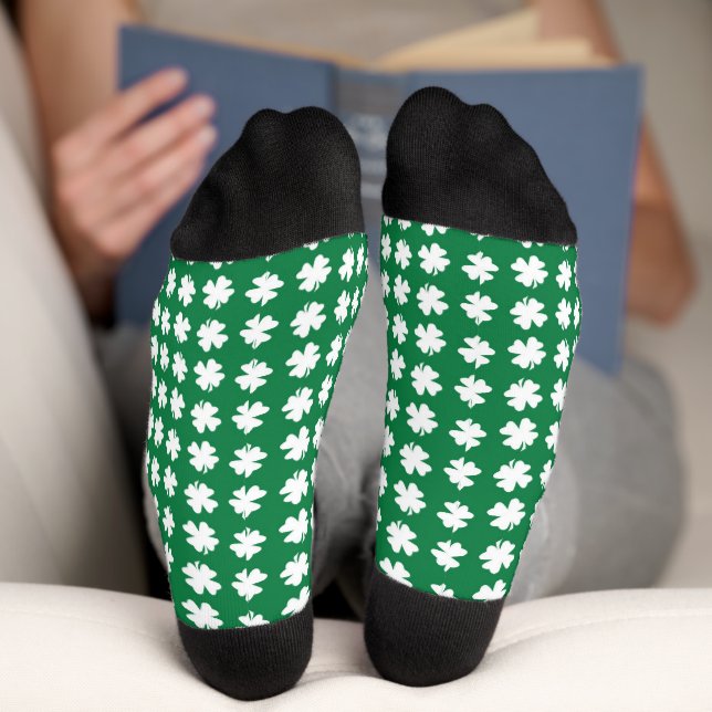 Green Shamrock Pattern St. Patrick's Day Socks (Bottom)