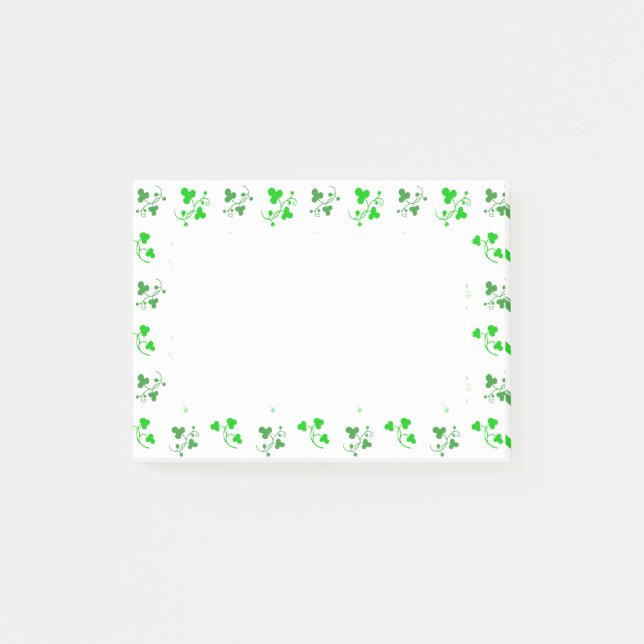 Green Shamrock Pattern Stickies Post-it Notes (Front)