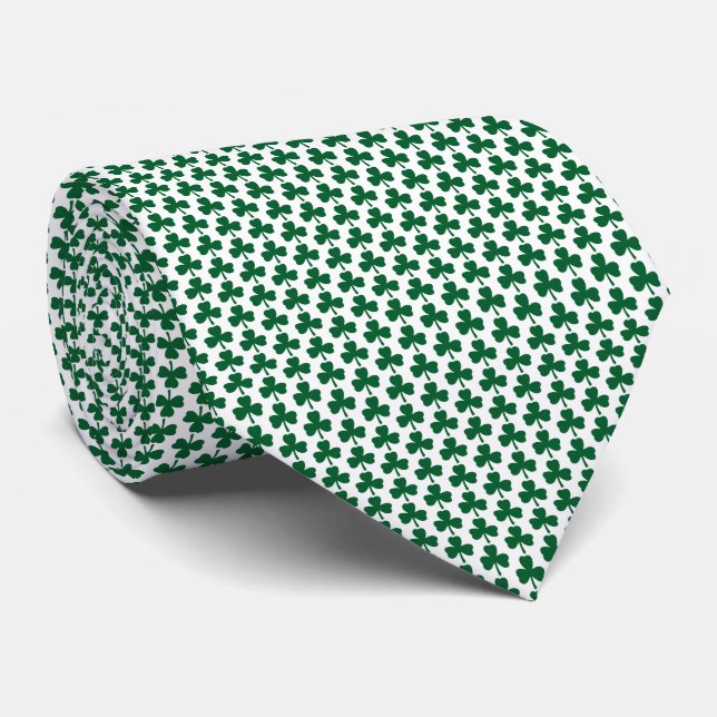 Green Shamrock Pattern Tie (Rolled)