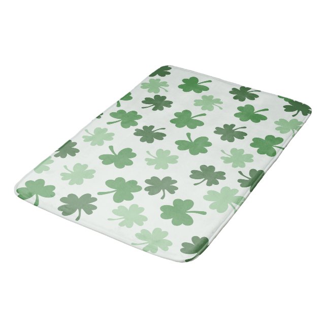 Green Shamrock patterns  St. Patrick's Day Bath Mat (Angled)
