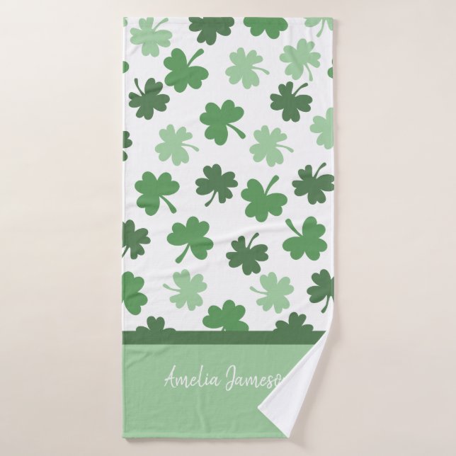 Green Shamrock patterns  St. Patrick's Day Bath Towel Set (Bath Towel)