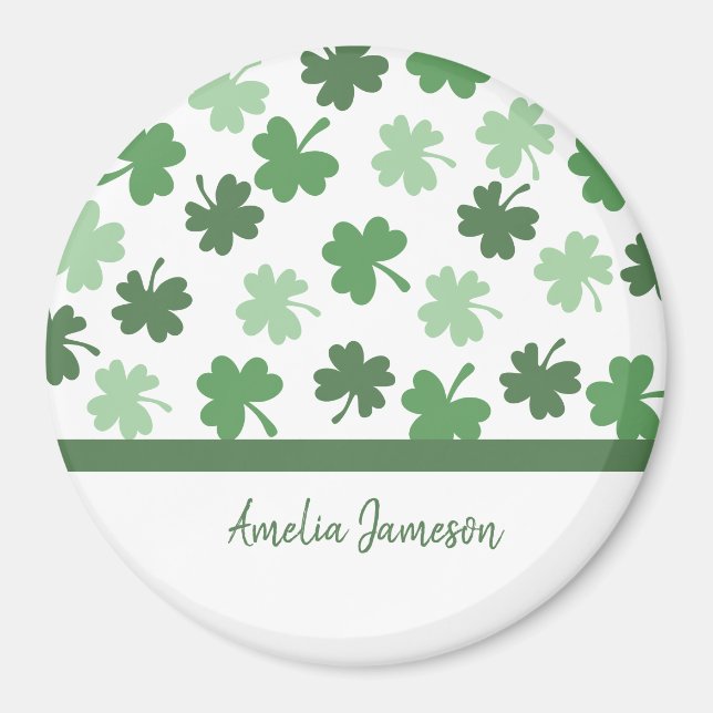Green Shamrock patterns  St. Patrick's Day Magnet (Front)