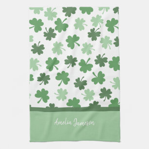 Green Shamrock patterns  St. Patrick's Day Tea Towel