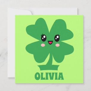 Green Shamrock Personalised Flat Card