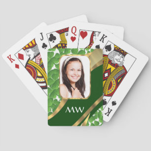 Green shamrock photo background playing cards