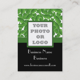 Green shamrock photo logo business card