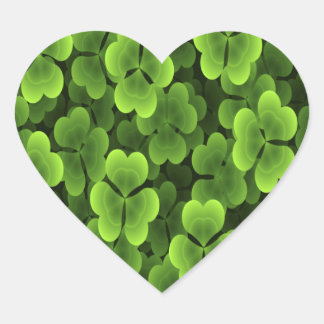 Green Shamrock Plant Pattern Heart Sticker