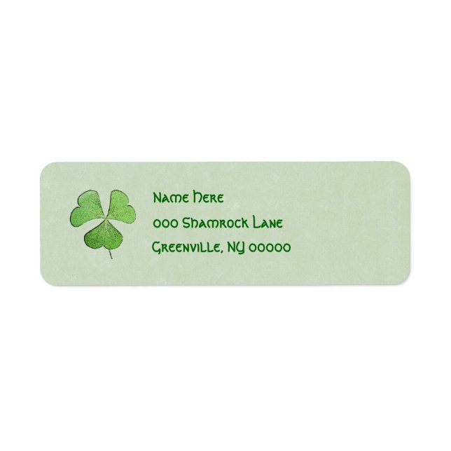 Green Shamrock Return Address Label (Front)