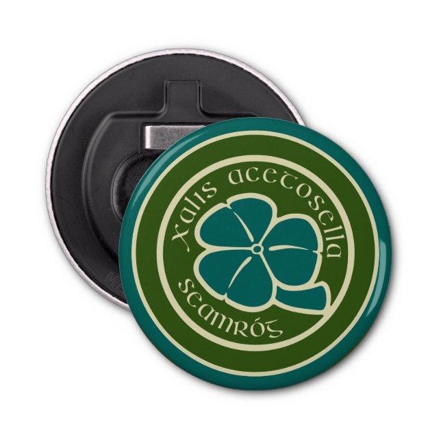 Green Shamrock Saint Patrick's Day Floral Art Bottle Opener (Front)