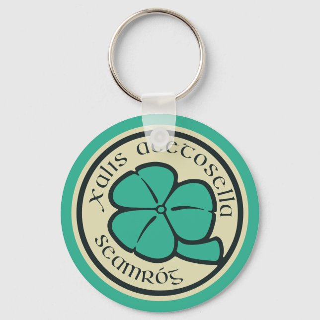 Green Shamrock Saint Patrick's Day Floral Art Key Ring (Front)