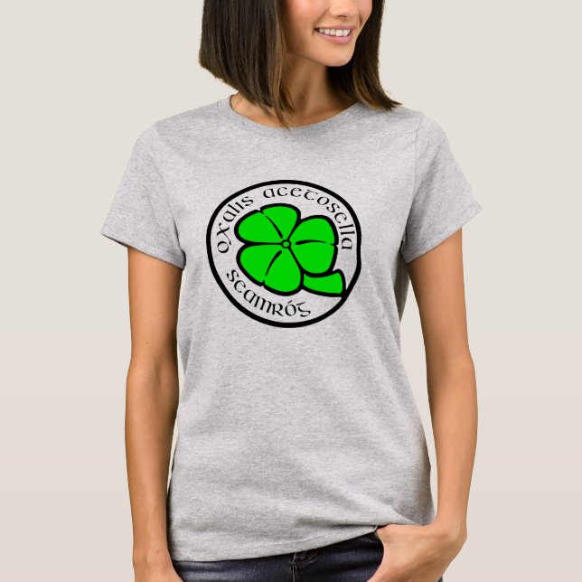Green Shamrock Saint Patrick's Day Floral Art T-Shirt (Front)