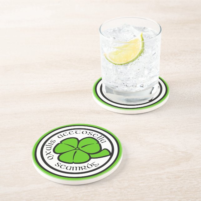 Green Shamrock Saint Patrick's Day Floral Graphic  Coaster (Side)