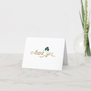 Green Shamrock Simple Elegant Folded Thank You Card