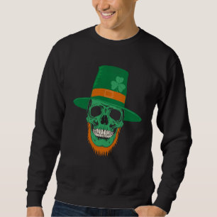 Green Shamrock Skull Irish Flag Ireland St Patrick Sweatshirt