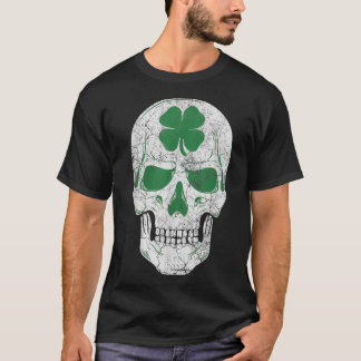 Green Shamrock Skull Irish Ireland ST PATRICKS DAY T-Shirt
