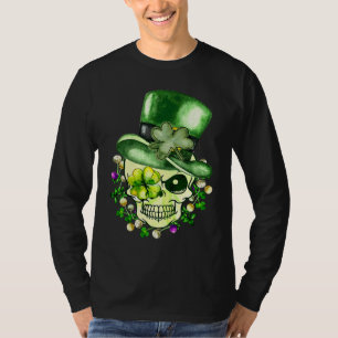Green Shamrock Skull Irish Ireland St Patricks Day T-Shirt
