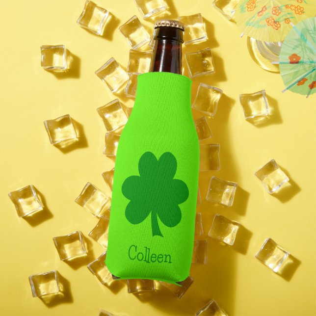 Green Shamrock St Patrick's Day Bottle Cooler (In Situ Summer)