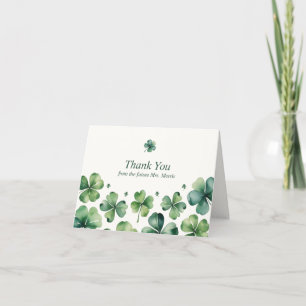 Green Shamrock St. Patrick's Day Bridal Shower Thank You Card