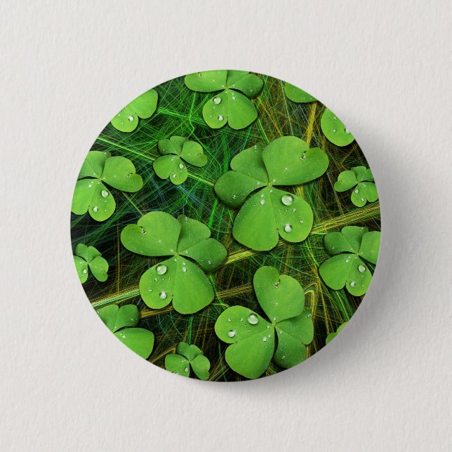 Green Shamrock St Patrick's Day Button (Front)