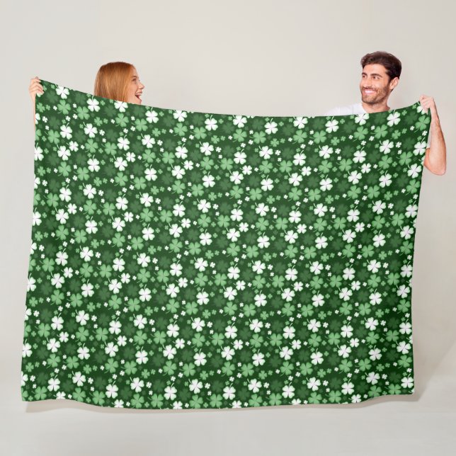Green Shamrock, St. Patrick's Day Fleece Blanket (In Situ)