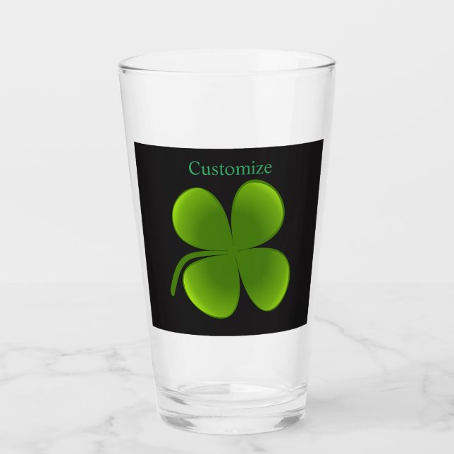 green Shamrock St Patrick's Day   Glass (Front)