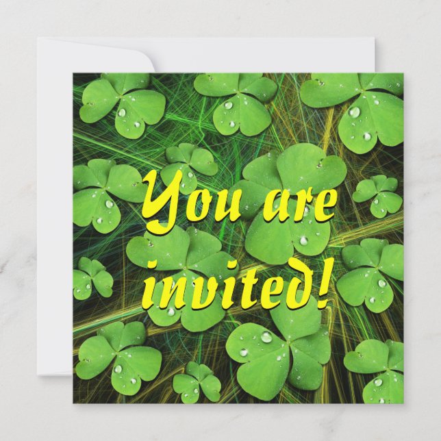 Green Shamrock St Patrick's Day Invitation (Front)