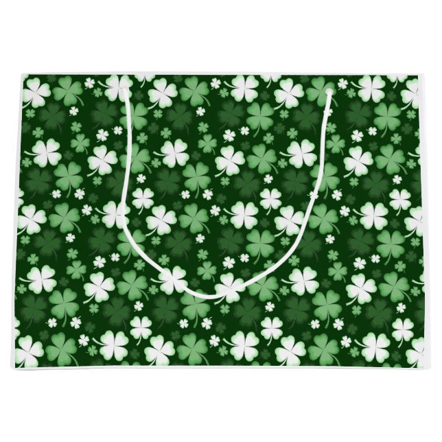 Green Shamrock, St. Patrick's Day Large Gift Bag (Front)