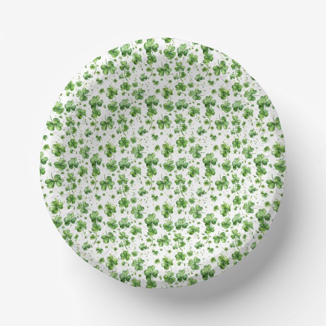 Green Shamrock St. Patricks Day Paper Plate (Front)